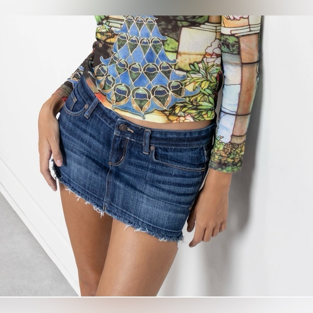 Y2K Abercrombie & Fitch Denim micro mini Skirt Sz 10